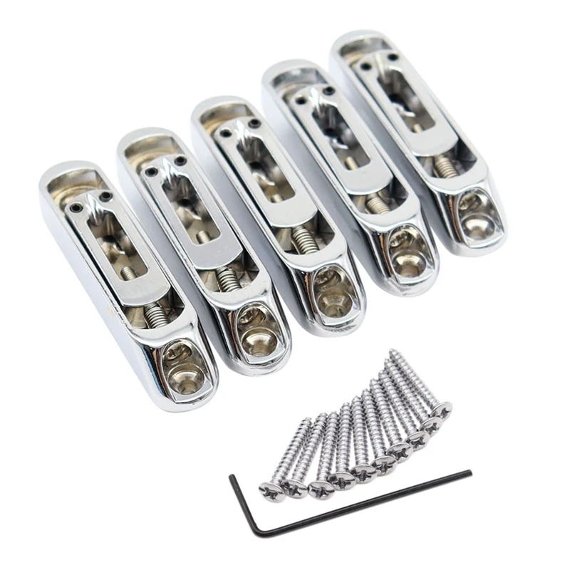 Guitar Bridge Sadlles Single Individual Bridge Saddles Tailpiece Set For 5 String Electric Guitar Bass Parts