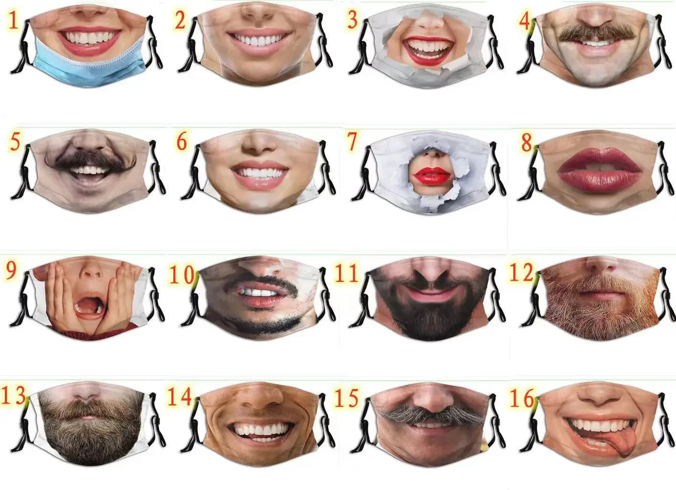 3D Three Dimensional Mask Funny Facial Expression Imitation Creative Personality Social Party Costume Printed Cotton Mask