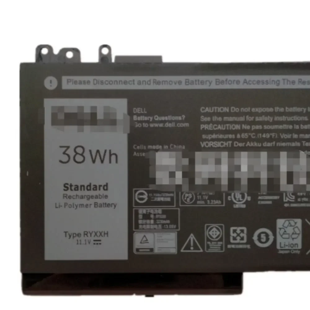 RYXXH 3230mAh New   For  Latitude 12 5000 11 3150 3160 3550 E5250 E5450 E5550 Series 11.1V 38WH Laptop battery