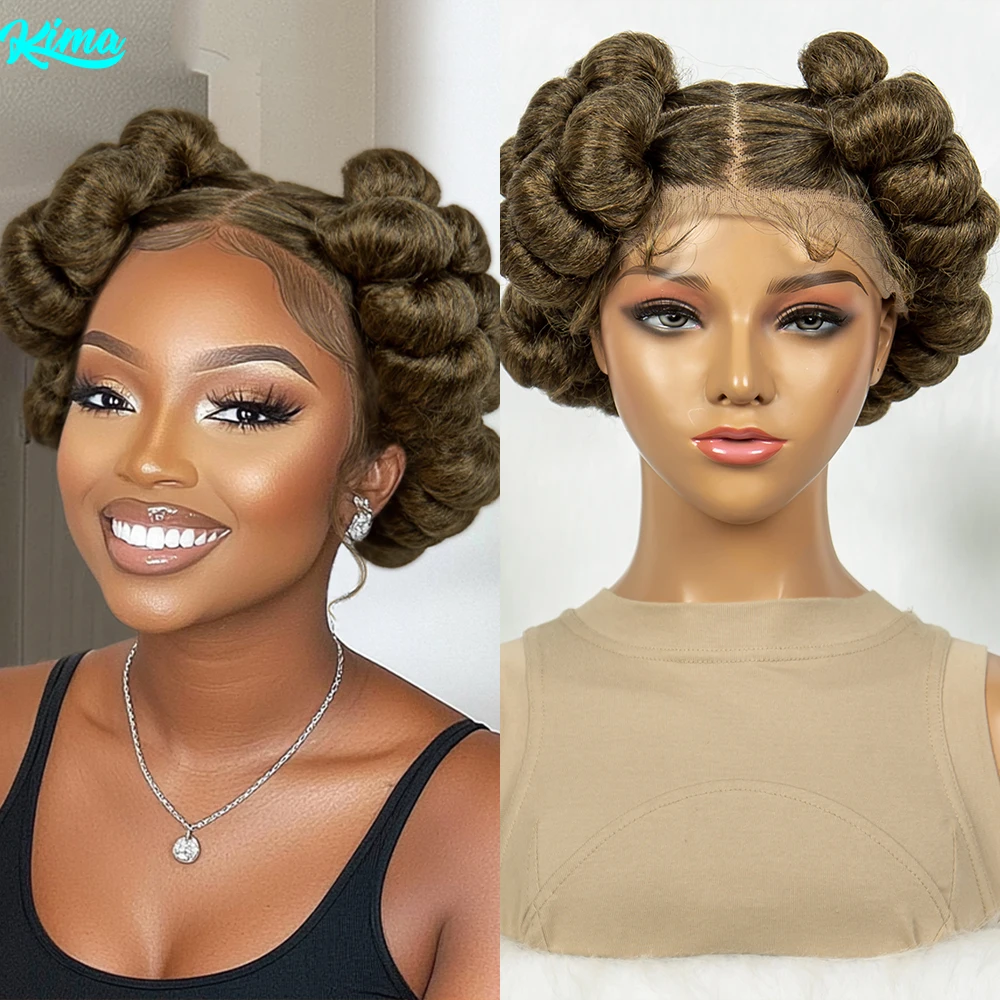 

Синтетические плетеные парики Bantu, полный парик шнурка, без узлов, коробчатые косы, парики для чернокожих женщин, африканские плетения ручной работы, парики из волос