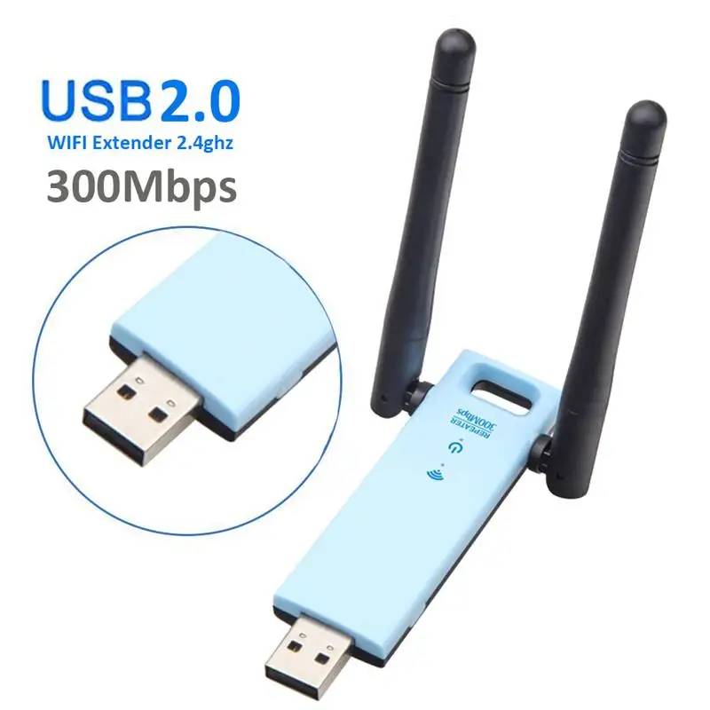 USB WiFi Extender Booster Portable Wireless Repeater 2.4G 300Mbps Wide Coverage Plug and Play