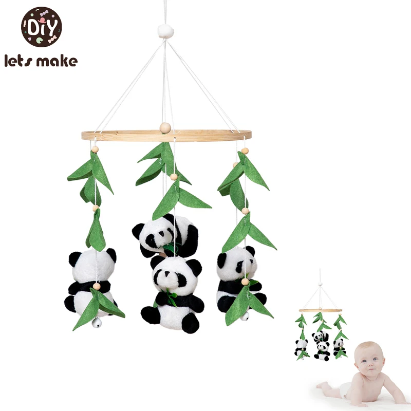 Houten 0-12 Maanden Baby Zacht Vilt Panda Bed Bell Mobiele Telefoons Wieg Bed Bell Opknoping Speelgoed Pasgeboren Educatief Speelgoed Voor Baby Cadeau