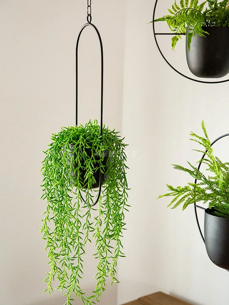 

Balcony Flower Stand Hanging Basket Advanced Sense Hanging Nordic Pot Plant Stand Flower Pot Hanging Metal Plant Pot