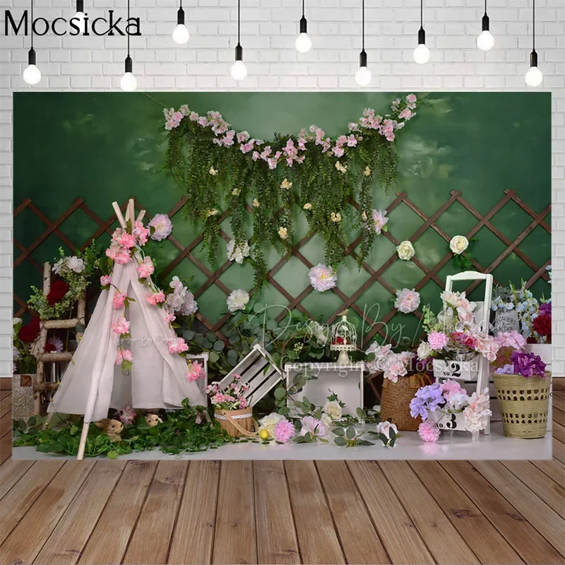 

Spring Dream Garden Green Abstract Photography Backdrop Newborn Baby Cake Smash Background Kid Child Birthday Portrait Photocall