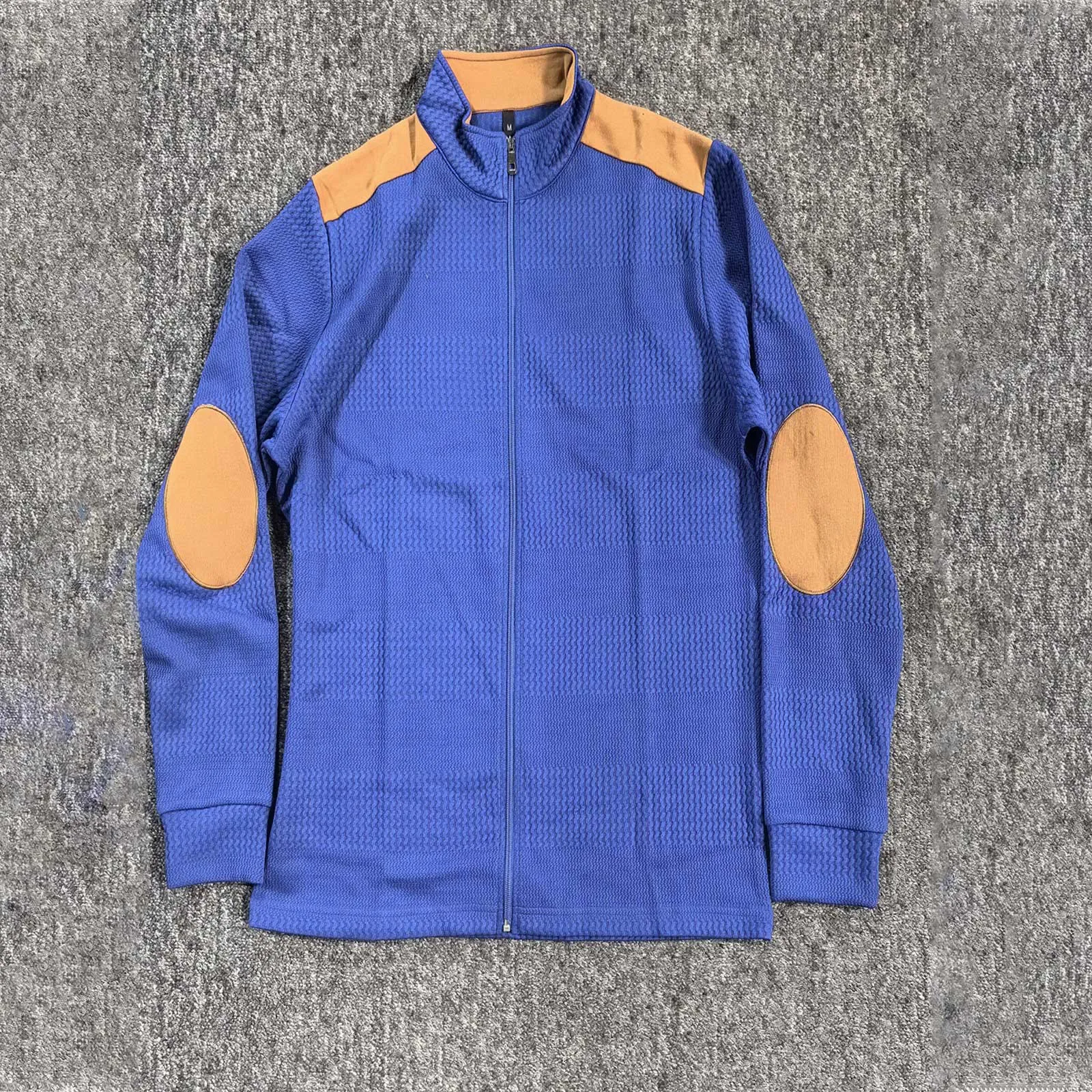 

Весенне-осенний мужской жаккардовый лоскутный кардиган с вышивкой, удобный повседневный кардиган на молнии с длинными рукавами и лацканами для повседневной носки