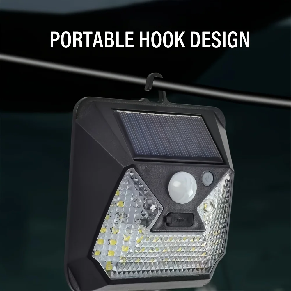 Aplique solar de pared con sensor de movimiento, 120 °   Reflector iluminado gran angular, 3 modos de iluminación Luces de valla