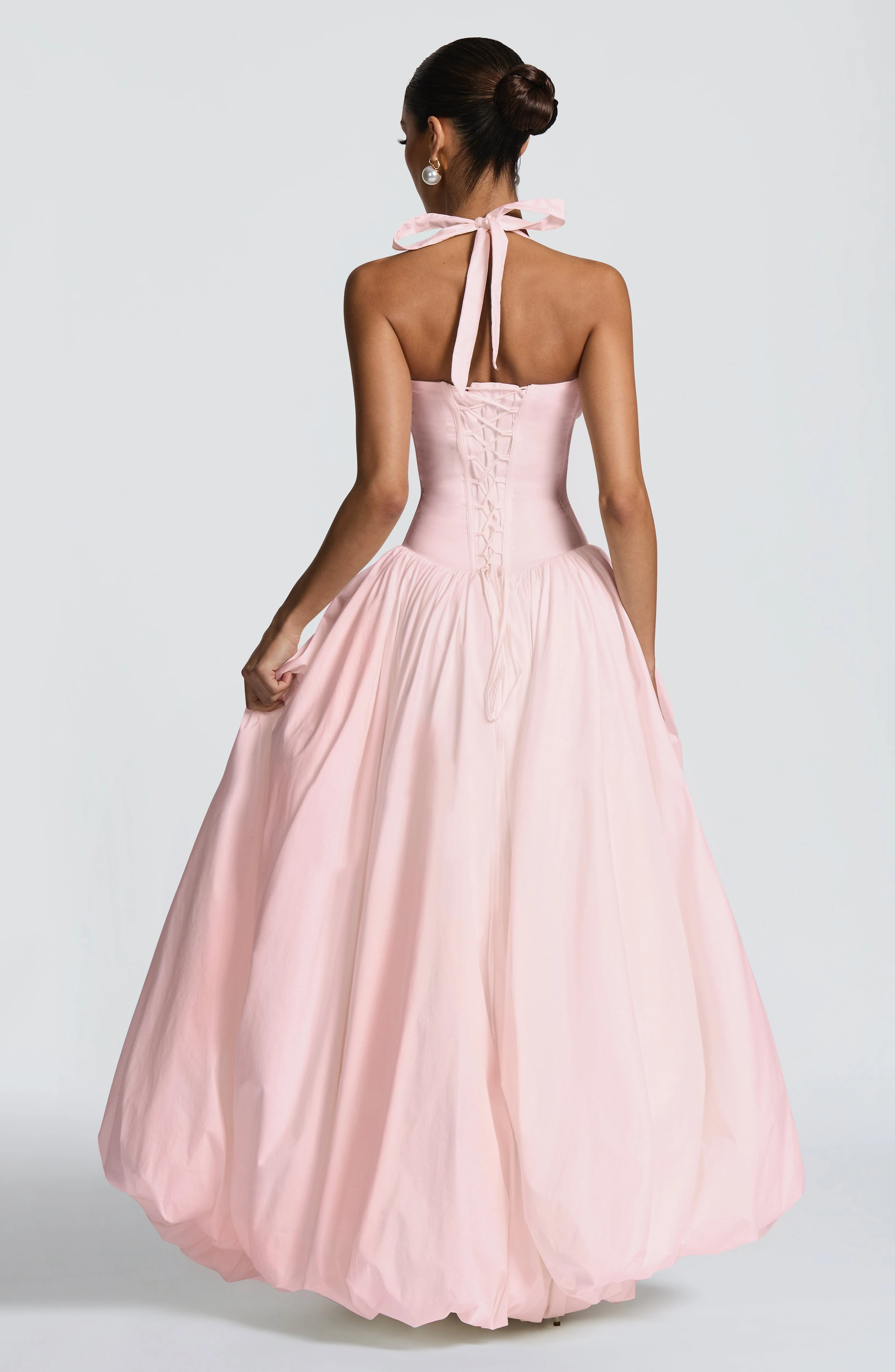 Putao Women Pink Halter Prom Dresses Corset Maxi Dress High Slit Elegant Formal Evening Birthday Party Long Gown - view 2