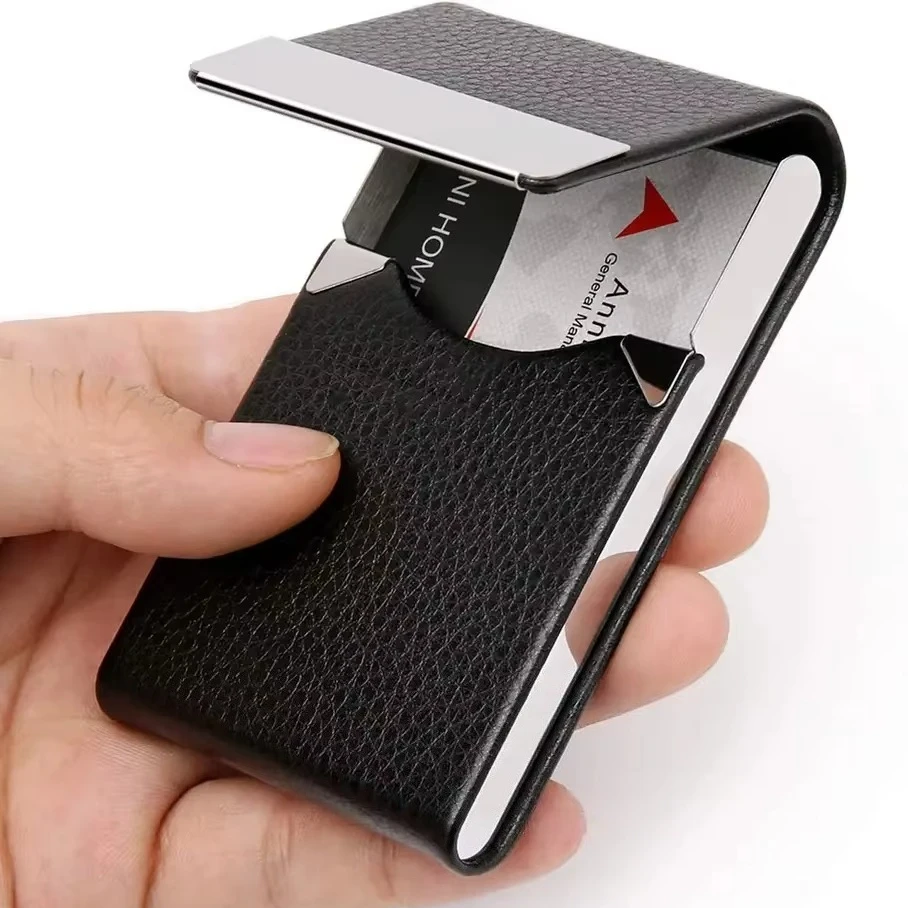 Slim Thin Mini Metal Postcard Box Case with Magnetic Closure, RFID Men's Business Card Holders Pocket Card/Cigarette Organizer