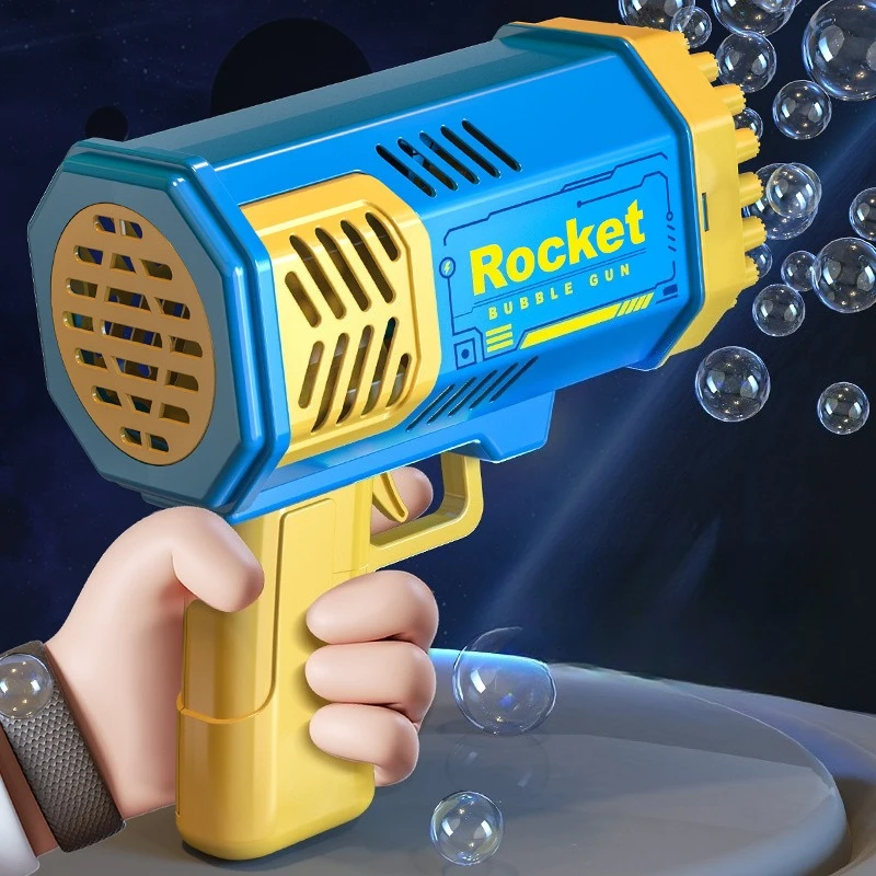 Machine à bulles électrique automatique, 40 trous, fusée Blaster, pistolet à bulles, jouet pour enfants, cadeaux de fête en plein air, jouets pour enfants