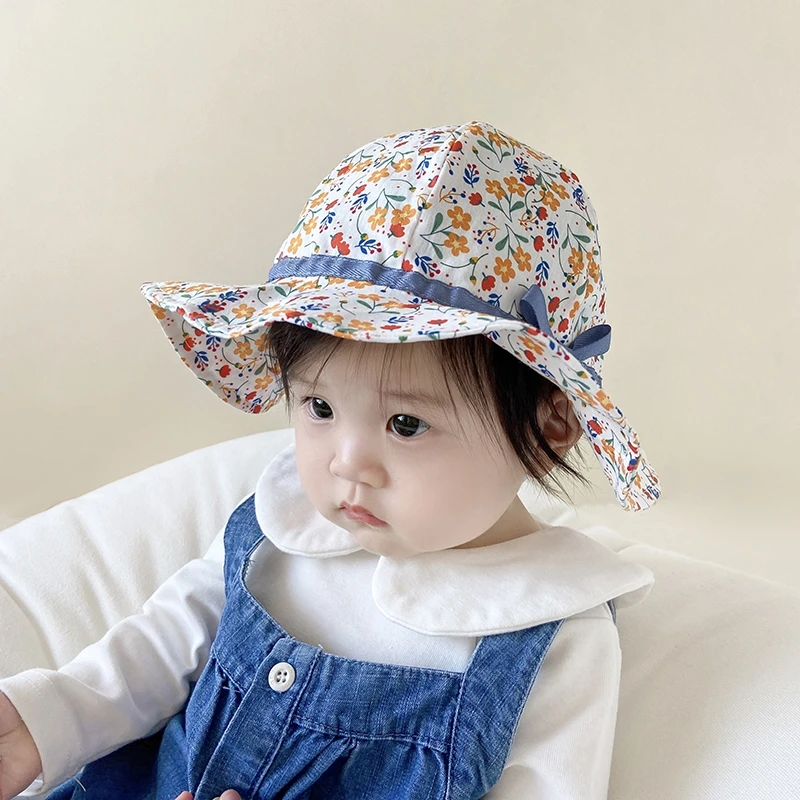 

Baby Fisherman Hat Summer Quick Dry Sun Visor Hat for Boys Girls Kids Sweet Bowknot Children Sunshade Cap Large Brim Hats