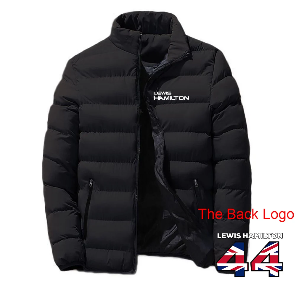 

F1 Driver Lewis Hamilton Digital 44 Thick Warm Mens Parka Winter Casual Outwear Coats Stand Collar Cotton Padded Jacket Tops