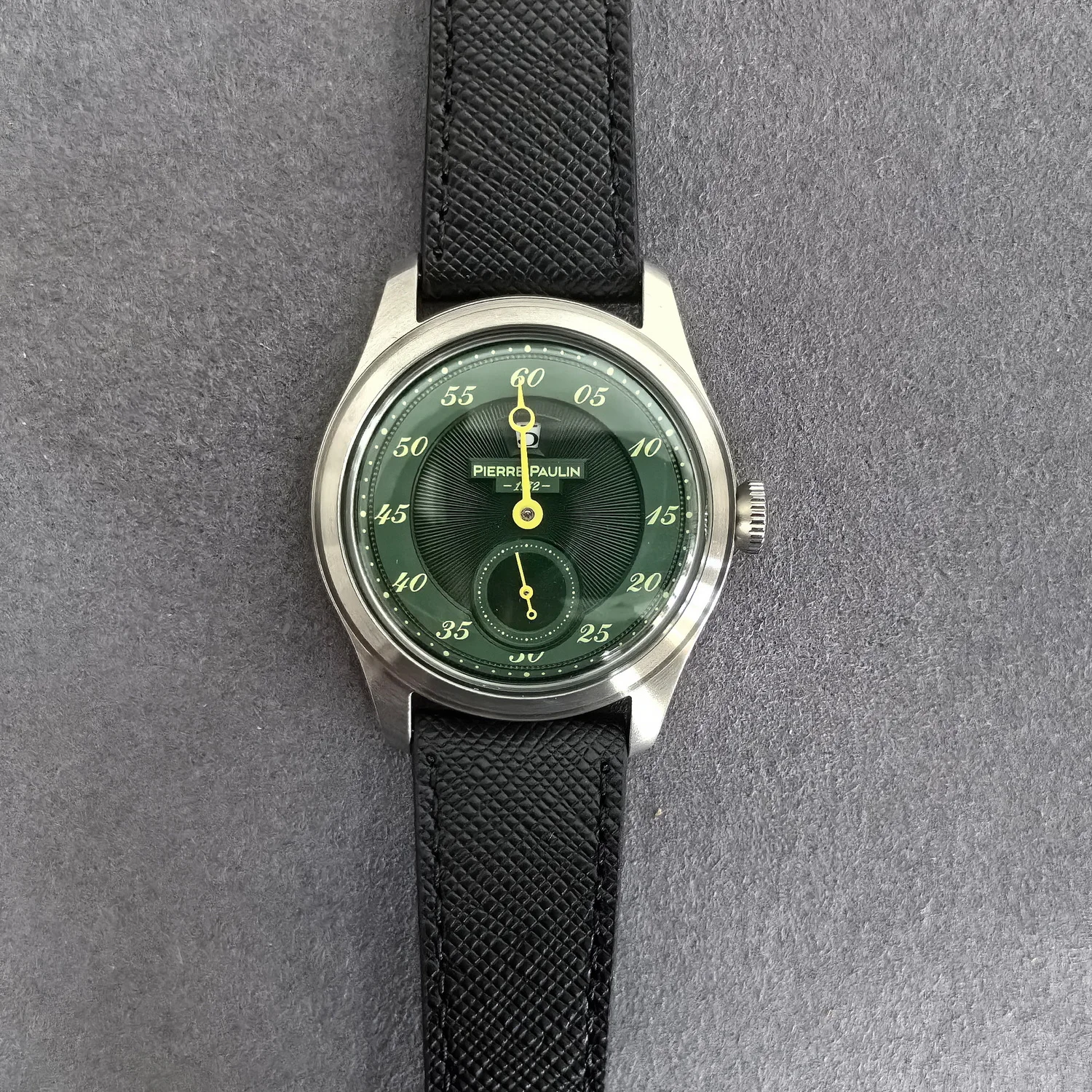 بيير بولين ساعة أوتوماتيكية للرجال 38 مللي متر ساعة اليد الميكانيكية ساعة اليد الياقوت مرآة ST17 Mov الاتصال الهاتفي الأخضر
