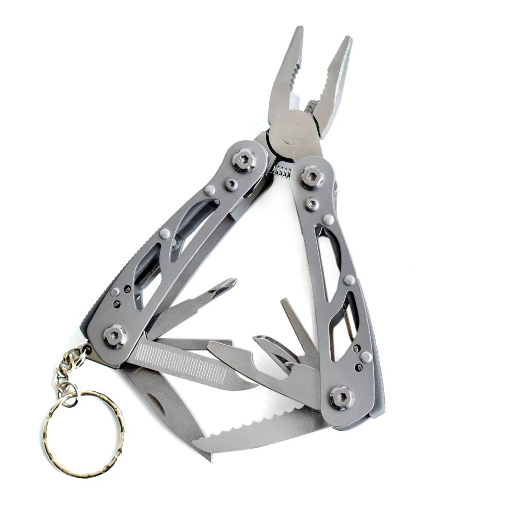 Multi Pocket Mini Folding Plier Portable electric Wire Cutter Screwdriver Knife Saw Multifunction Survival Keychain Hand Tools