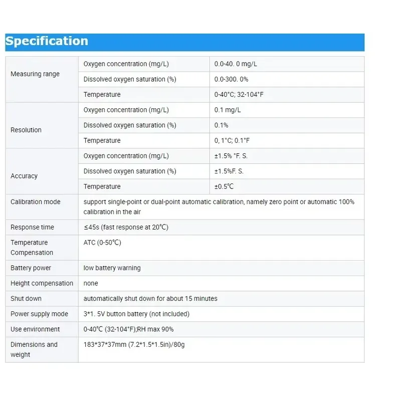 Digital dissolved oxygen analyzer, portable DO measuring instrument with probe sensor for water treatment