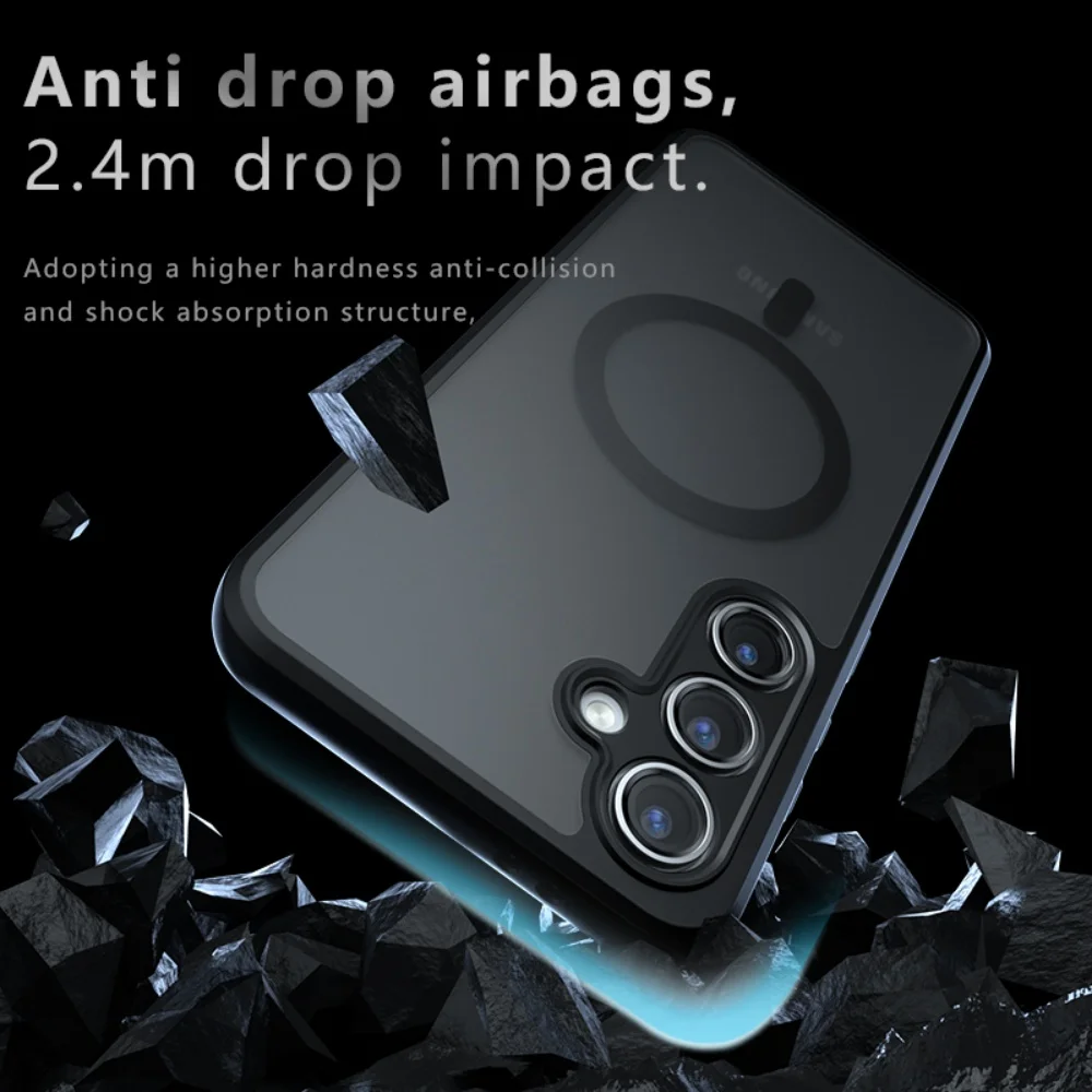 Matte Skin feel For Magsafe Magnetic Case For Samsung S26 S25 S24 S23 S22 Ultra Plus FE A55 A35 A25 A15 Airbags Anti Fall Cover