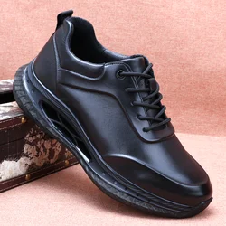 Real Genuine Leather Shoes Men Athletic Loafers Jogging Shock Absorbing Sneakers Top Cowhide Travel Walking Antiskid Waterproof