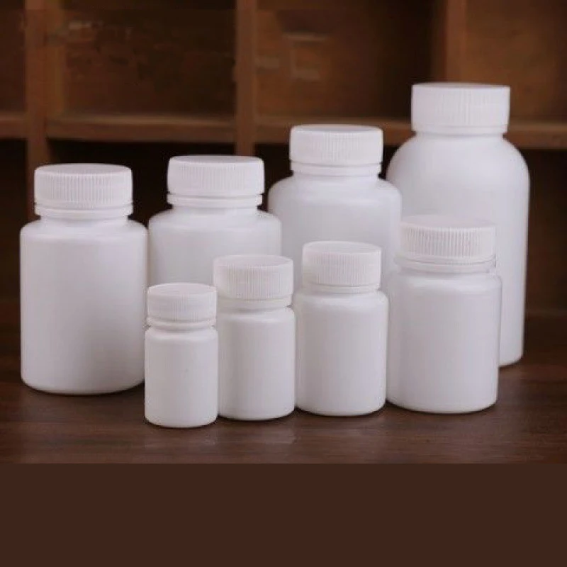 100 szt. 15 ml-100 ml puste białe plastikowe butelki na pigułki z pokrywką przenośne szerokie usta solidne pojemniki podróżne do przechowywania płynów w proszku
