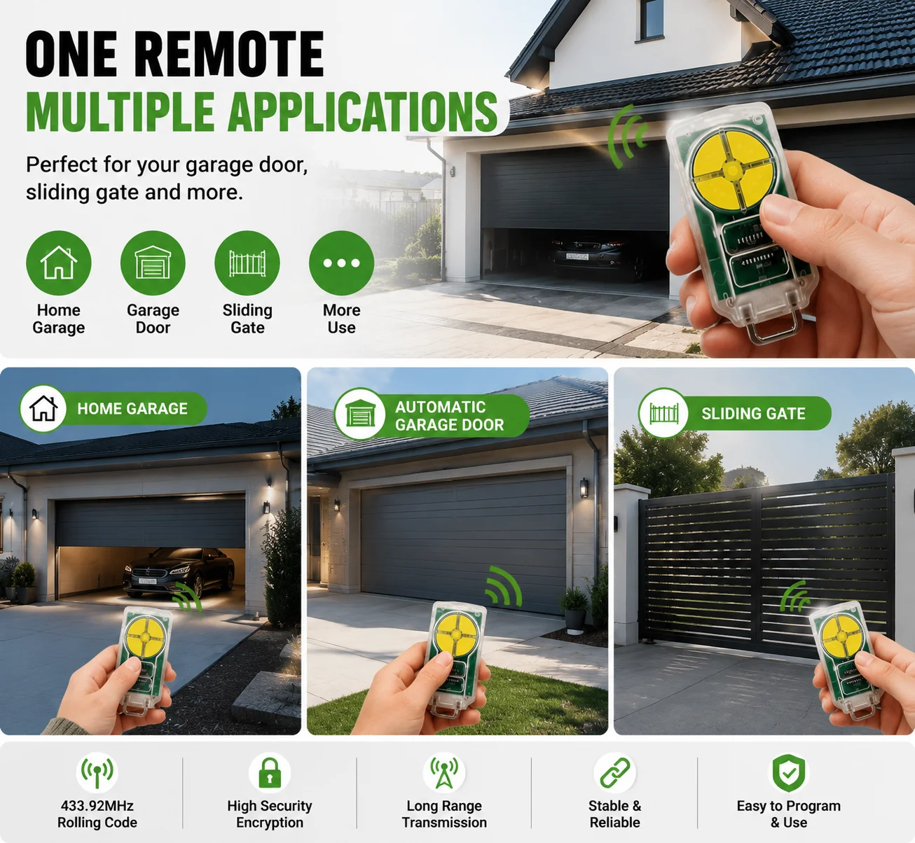 ATA Garage Door Remote Compatible PTX2 PTX5 PTX-2 PTX-5 PTX2V1 PTX5V1 433.92MHz Rolling Code Replacement