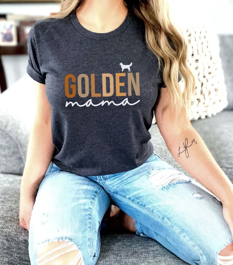 Golden Retriever Gift, Golden Shirt Golden Mama Mom Shirt Tshirt Short Sleeve Top Tees 100% cctton Streetwear Harajuku goth y2k