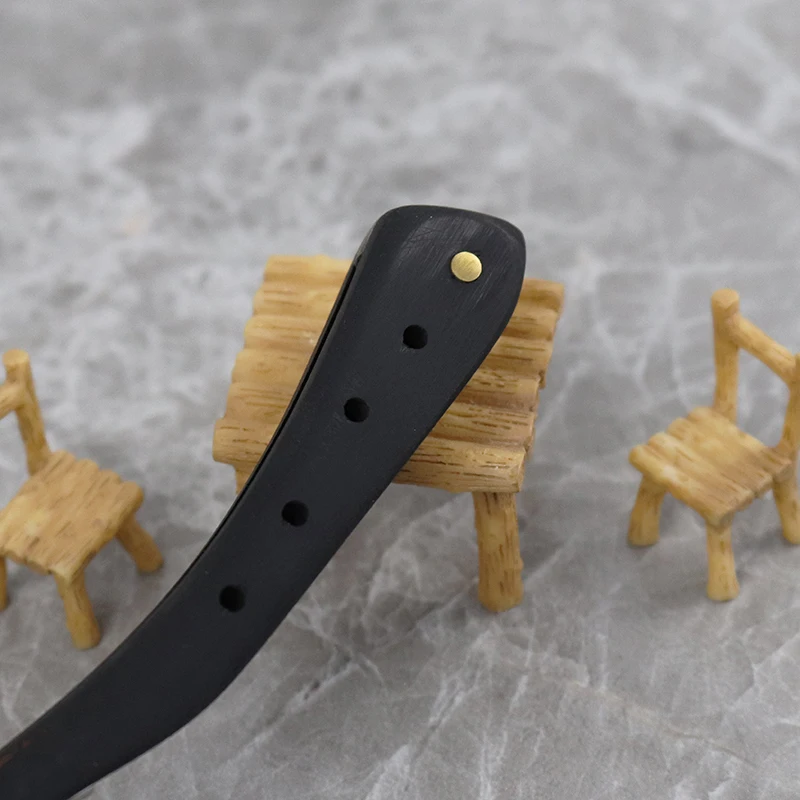 ماكينة حلاقة قابلة للطي من الفولاذ المقاوم للصدأ بمقبض خشبي أسود مع شفرات ماكينة حلاقة قابلة للاستبدال، خاصة للشعر المستعار الحقيقي #3