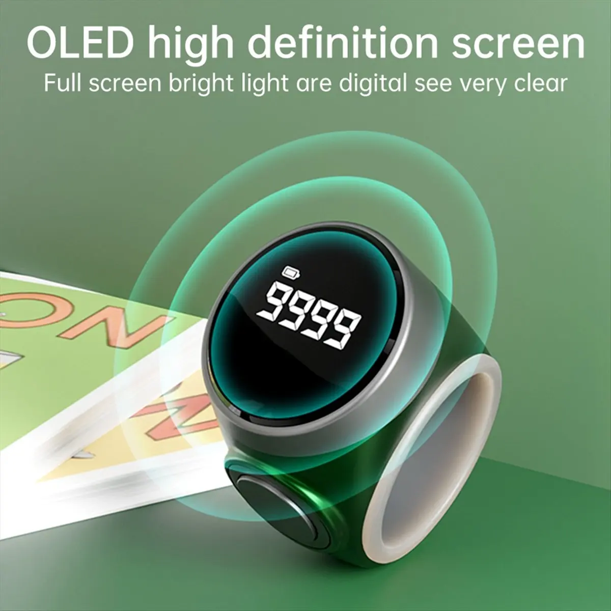 Smart Tally Counter Digital Electronic Finger Ring Tally Counter Muslims Ring Prayer Time Reminder Counter Green