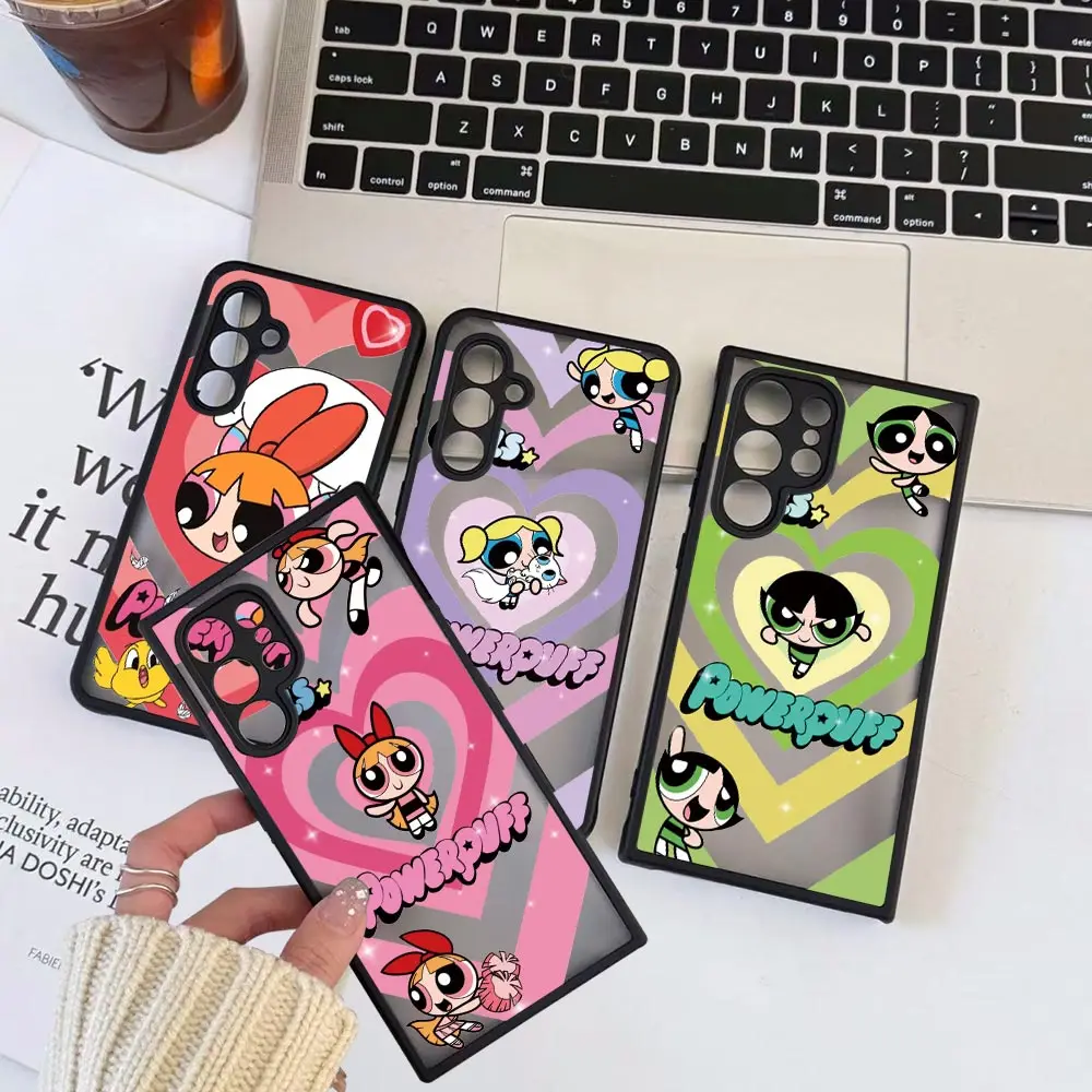 Cartoon P-Powerpuff Girls Phone Case For Samsung Galaxy S24Ultra S23 S21 S20 Fe S10 S9 S8 Plus S23 S24 Ultra Cqoues Matte Cover