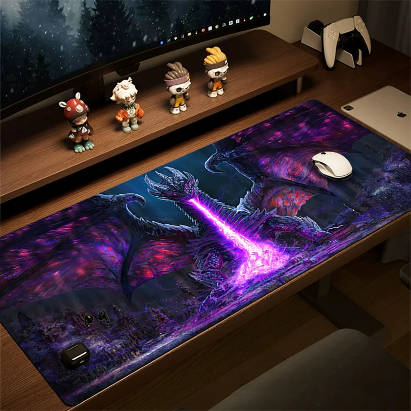 

Large Dragon Purple Gaming Mouse Pad | Non-Slip Base Desk Mat for PC | Smooth Surface Stitched Edge Various Size 40x90cm Playmat