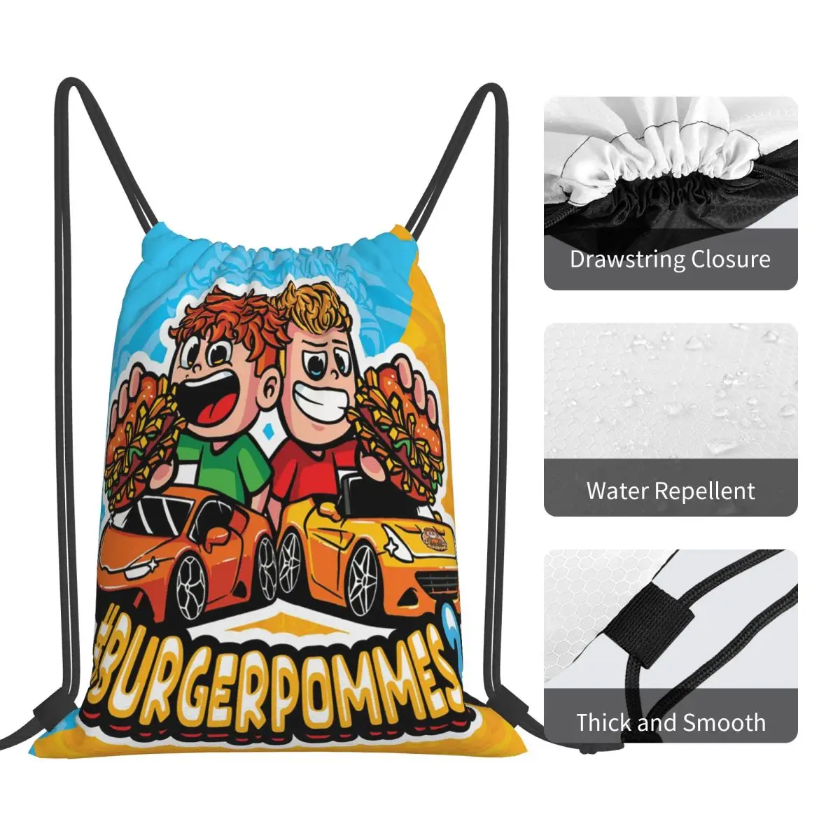 LukasBS Burgerpommes ICrimax Game Backpacks Casual Portable Drawstring Bundle Pocket Shoes Bag Book Bags For Man Woman Students