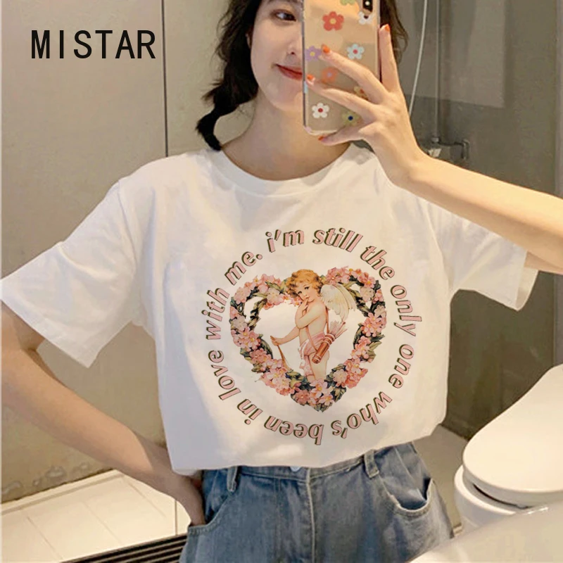 

Angel Aesthetic T Shirt Women Harajuku Korean Style T-shirt Cute Casual White Tshirt 90s Print Graphic Fashion Top Tee Female