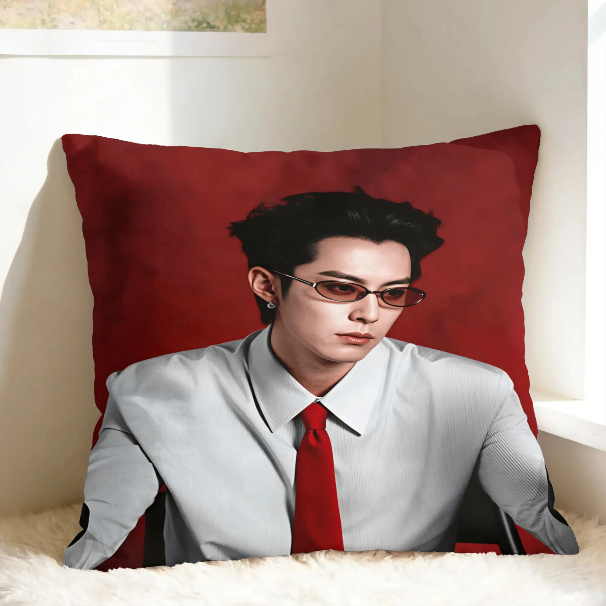 Wang Hedi Dylan Wang Actor Pillow Cover  Soft Cushion Cover Vintage Pillow Case For Living Room Bed Chair