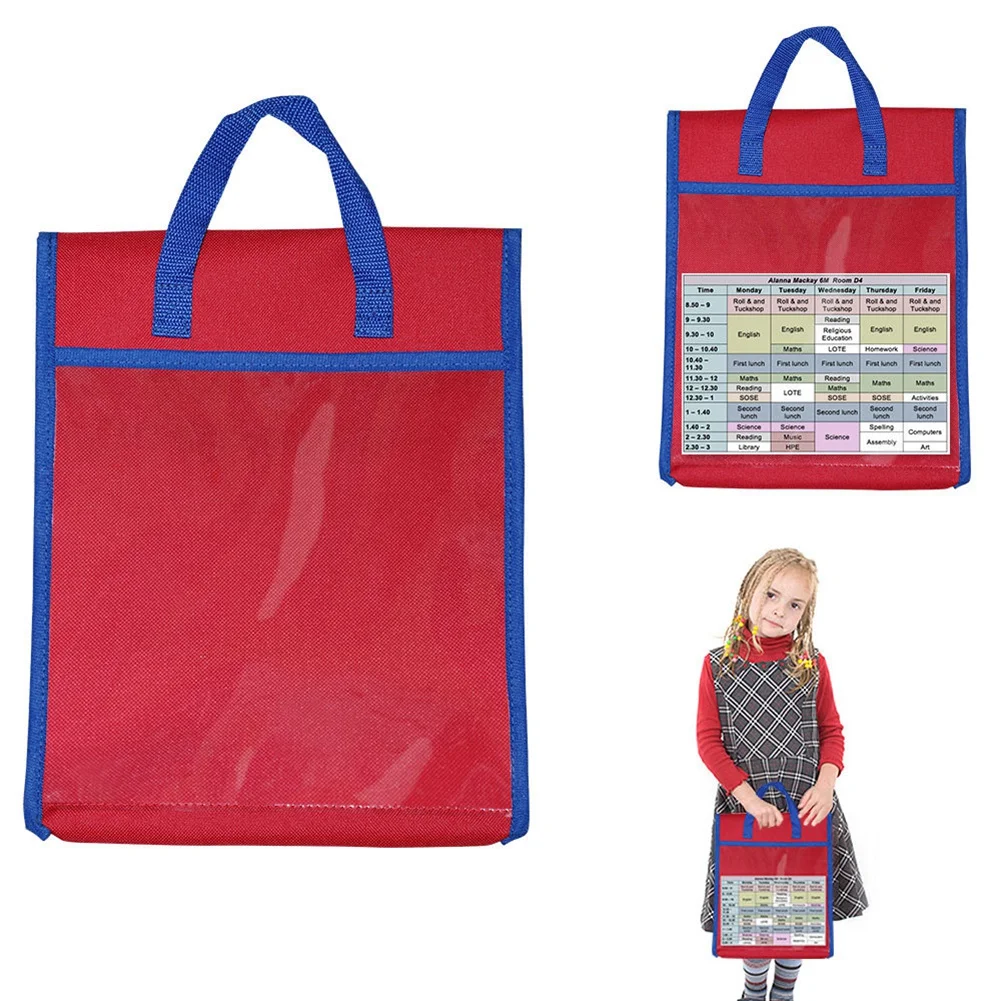 

EF-4 Set Pvc Book Bags Book Pouch Bags Book Protector Pouch With Stitched On Handle And Clear Name Tag Pockets For Kids