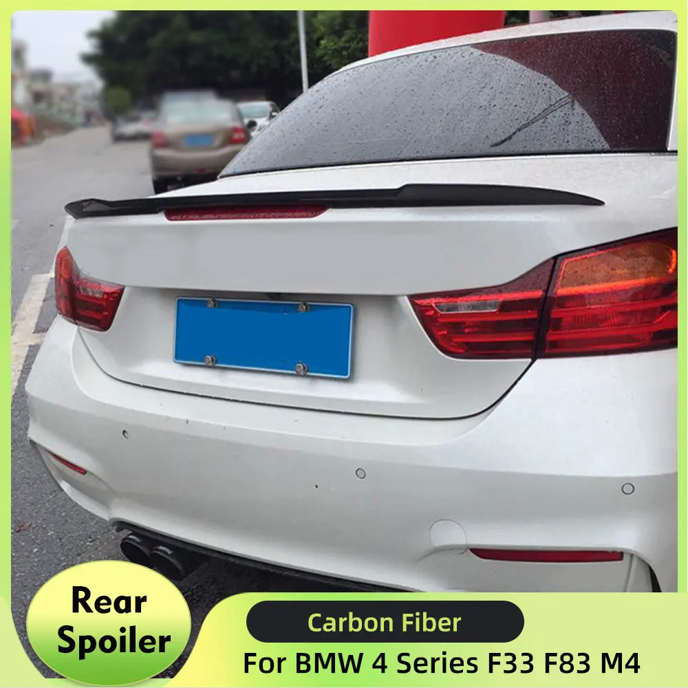 for BMW 4Series F33 F83 M4 Convertible 2-Door 2014-2018 Carbon Fiber Rear Spoiler Car Rear Trunk Spoiler Boot Lip Wing
