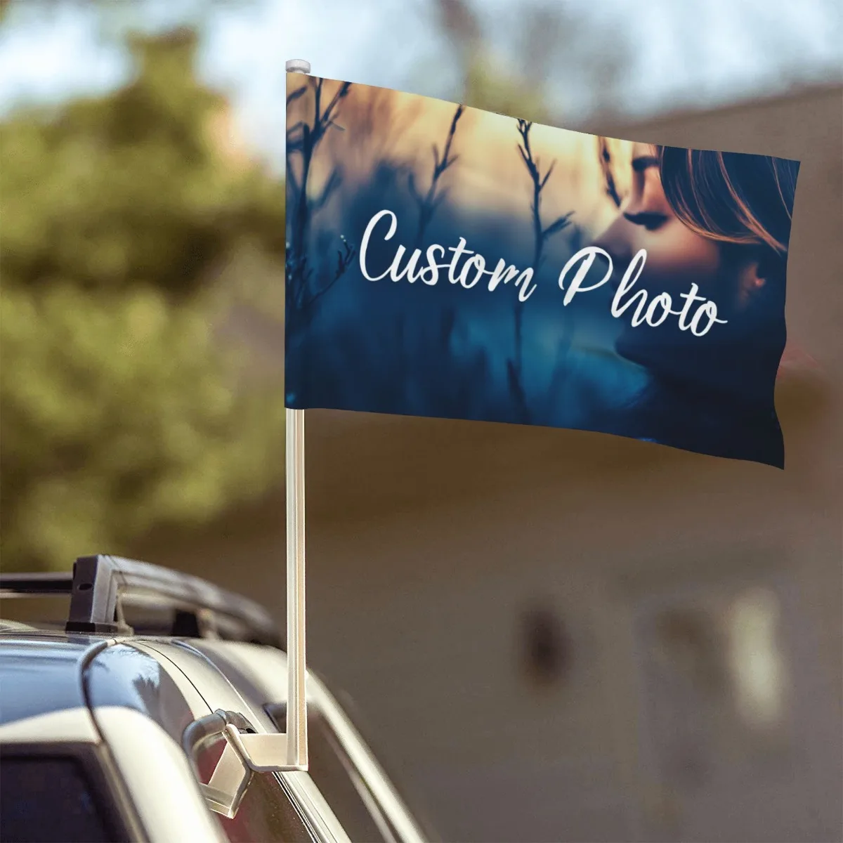 Custom Car Flag 12x18 Inch Personalized Photo Text Double Sided Polyester Flag for Vehicle Outdoor Decoration Gift