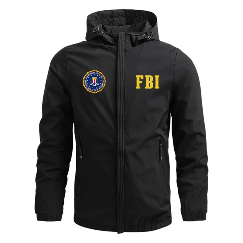 FBI Men Waterproof Jackets Hooded Coats Male Outdoor Outwears Windbreaker Windproof Spring Autumn Jacket Fashion Clothing Coat