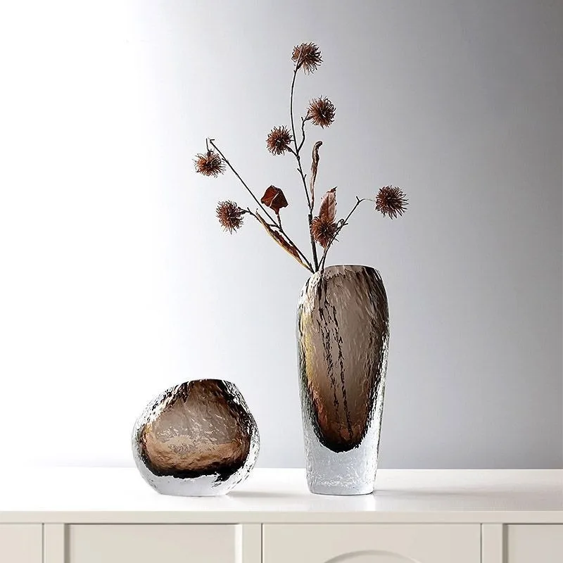 Moderne lichte luxe glazen vaas, ornament eettafel, woonkamer entree creativiteit