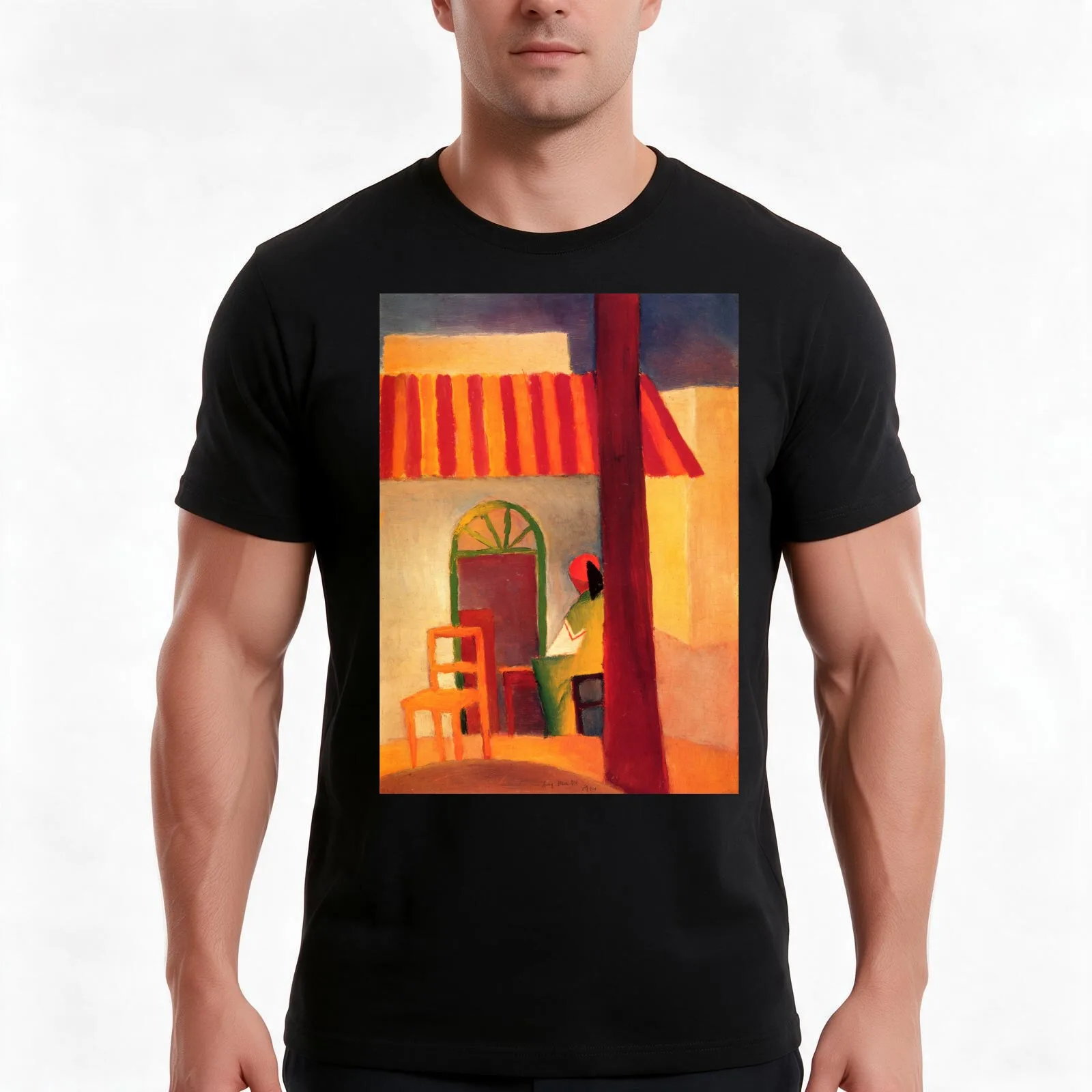 Vintage August Macke Turkisches Cafe 1914 T-Shirt Summer Casual Cotton Tee Oversized Streetwear Tops Vintage Graphic Print