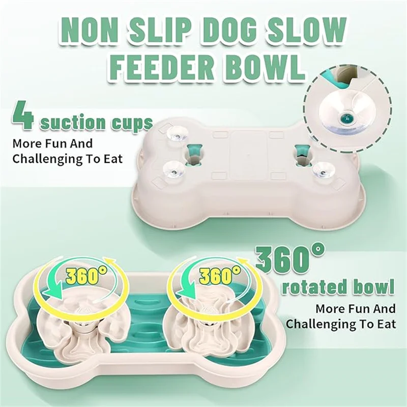 Multi-funcional Pet Bowl, Slow Food, Dog Bowl, Puzzle Rotativo, Anti-asfixia, High Edge, Circundante, Anti-splash, Dog Bowl