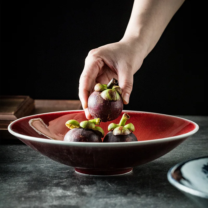 

Japanese Style Round Ceramic Bowl for Salad, Cold Noodles with Sauce Feet, Home Meal Bowl, Seafood Fruit Snack, Hotel Restaurant