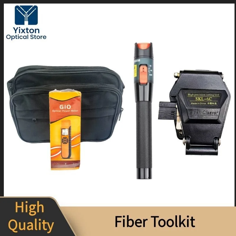Toolkit Fiber Optic Toolkit OPM VFL Fiber Cleaver Stripper Kevlar Scissors FC-6S G10 10mW Portable Installation Tools FTTH