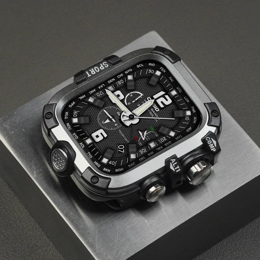 سبائك الألومنيوم حالة معدنية الوفير شاشة فيلم + الإطار لسلسلة ساعات أبل 10 9 8 7 6 5 4 SE 46 مللي متر 45 مللي متر 44 مللي متر ل iWatch Ultra 2 49