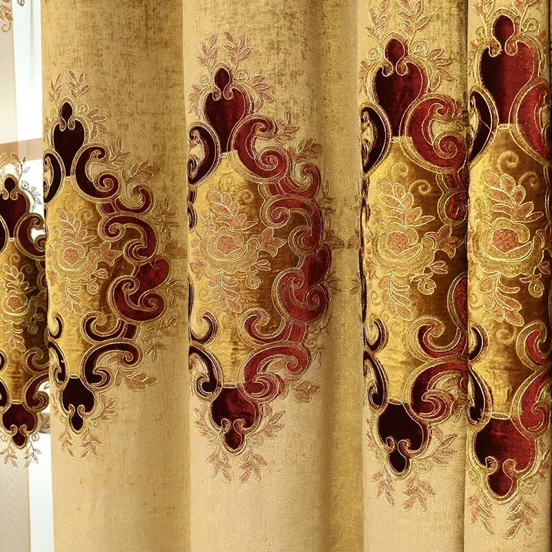 

New Embroidery Valance Curtains For Living Room European Style Villa Blinds Drapes Window Door Curtains For Dining Room Bedroom