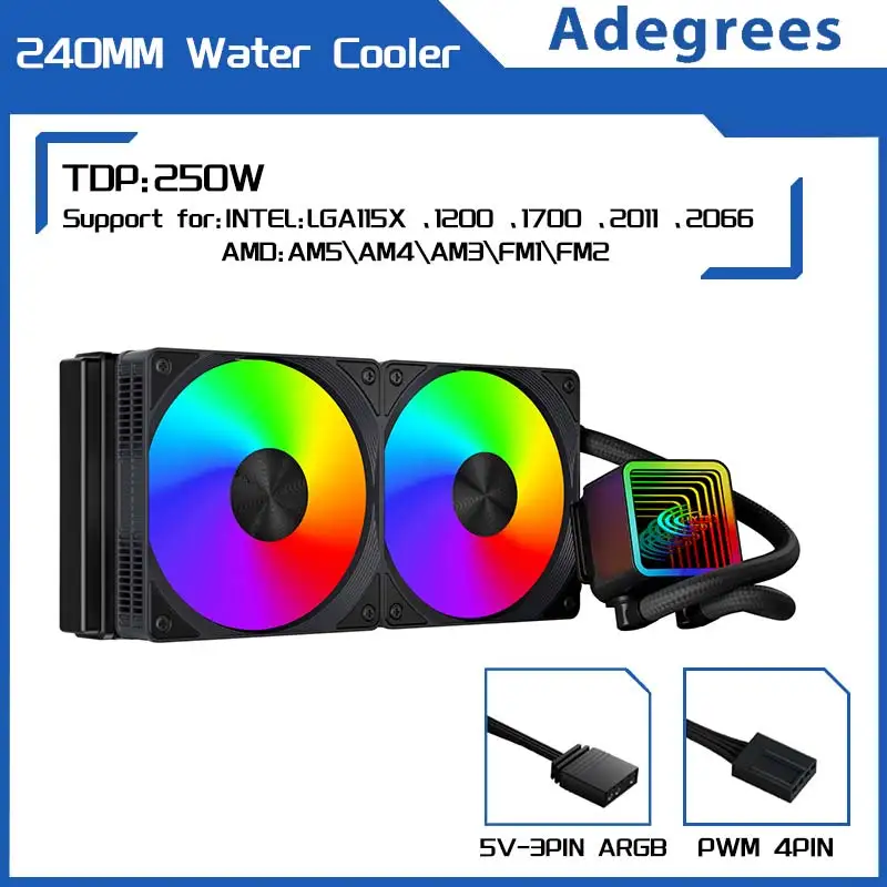 

120MM/240MM Liquid Heatsink Integrated Cooler PC Water Radiator for Intel LGA 2011 1700 1200 1155 2066 AMD AM4 AM5 AM3 FM2