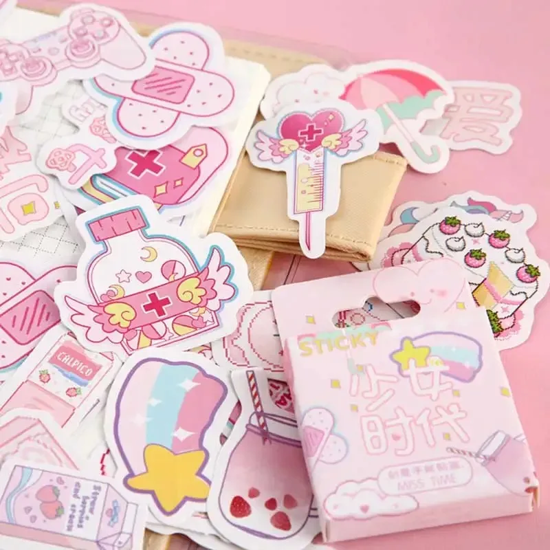 45 Pcs/box Cute Plant Stationery Stickers Kawaii food Stickers Paper Adhesive Stickers For Kids DIY Scrapbooking Diary Albums
