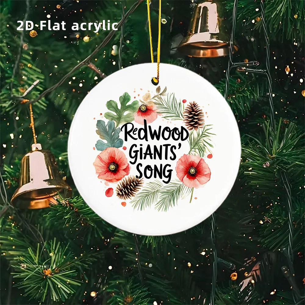 

Гигантское рождественское украшение из красного дерева, подвесное украшение из леса из красного дерева с гирляндами из шин и цветочными украшениями