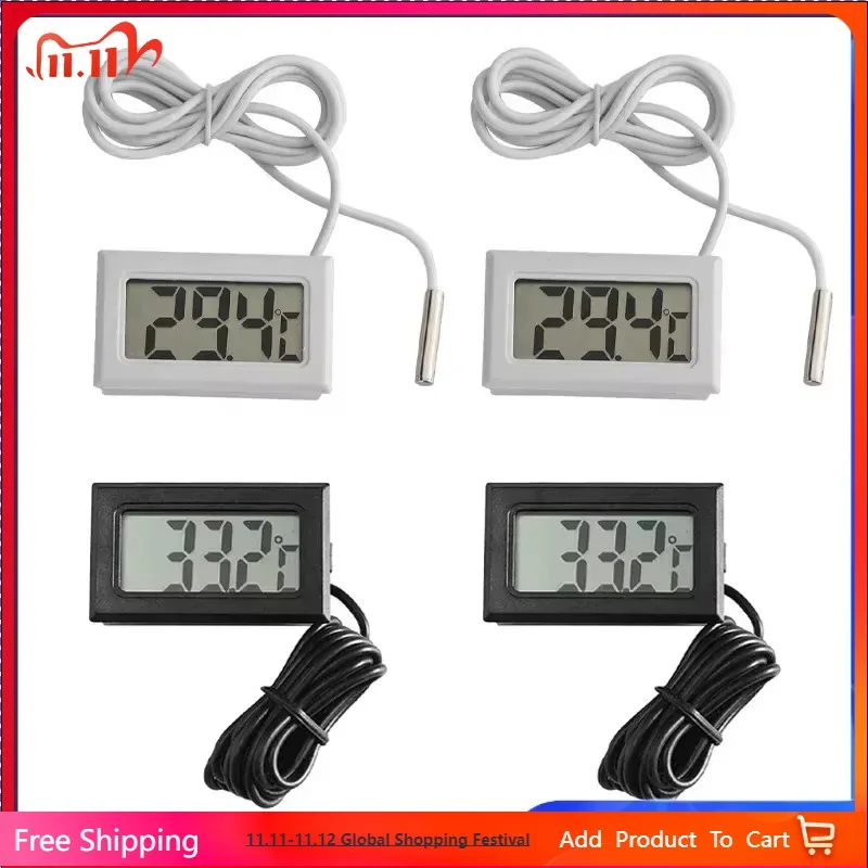 

Mini LCD Digital Thermometer with Waterproof Probe Indoor Outdoor Convenient Temperature Sensor for Refrigerator Fridge Aquarium