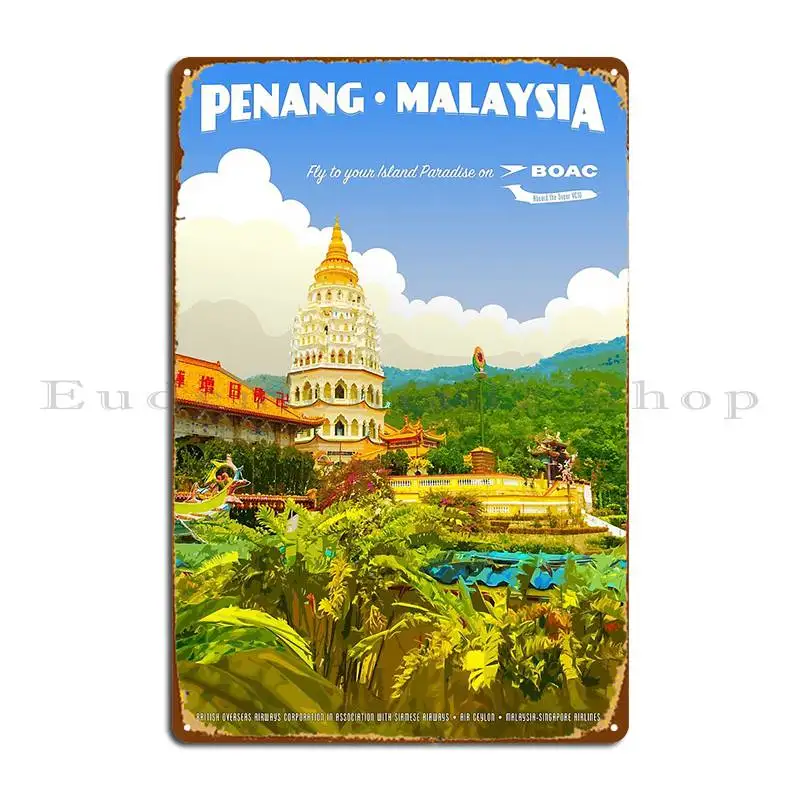 Vintage Style Penang Malaysia Travel Poster Metal Signs Wall Decor Kitchen Printing Plaques Wall Decor Tin Sign Poster