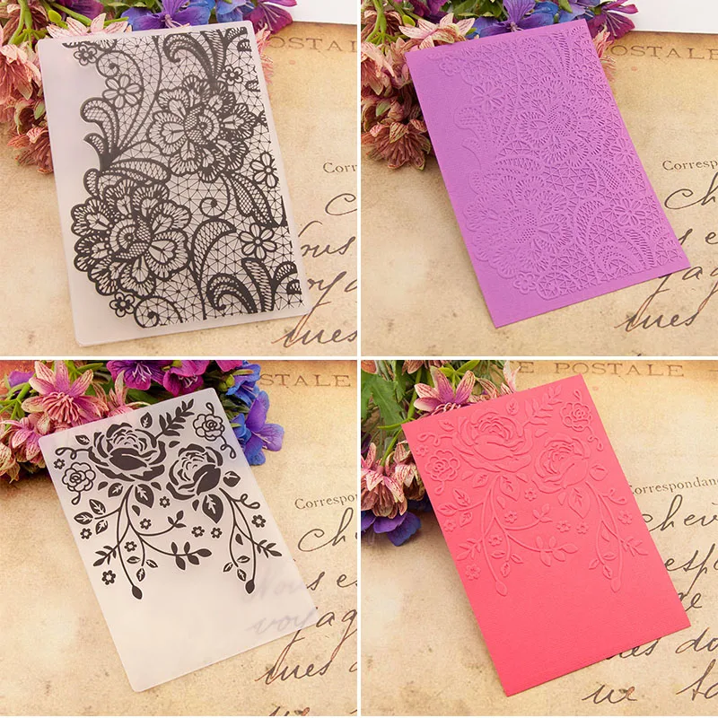 1Pcs Plastic Embossing Folder 3D Transparent Flower Geometry Texture Embossing Plates For DIY Scrapbook Card Making Decoration