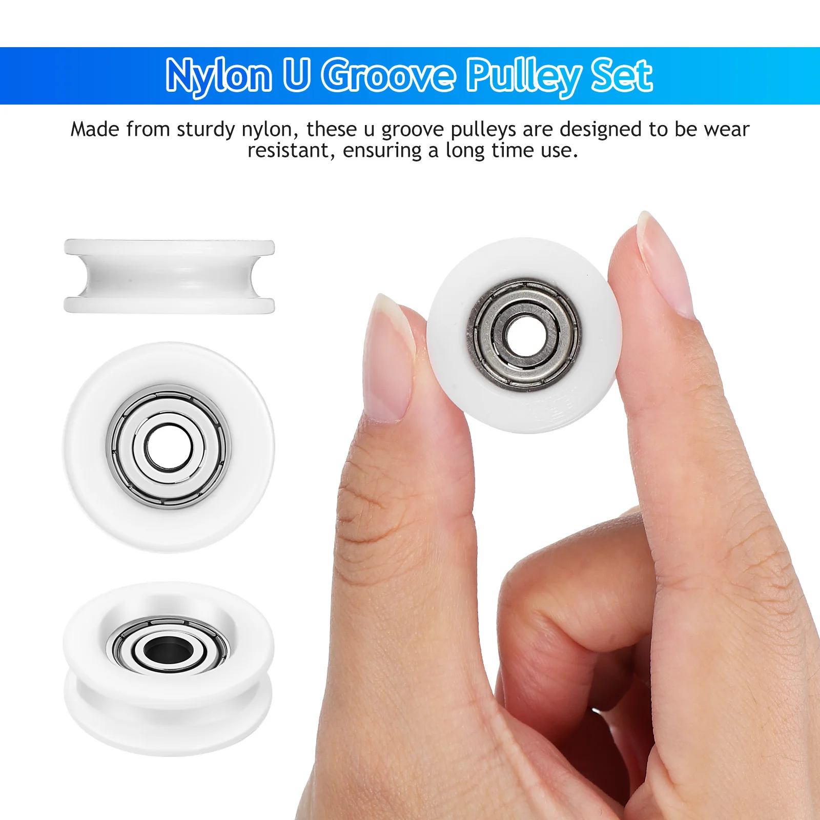 4 قطعة عجلة النايلون الأبيض U الأخدود تحمل الأسطوانة ل انزلاق الباب نافذة درج الأجهزة عملية سلسة هادئة انزلاق الباب