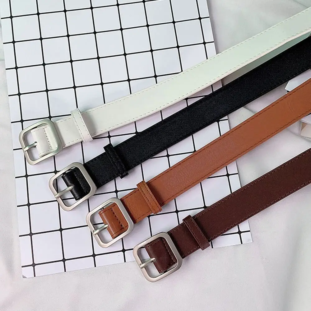 PU Leather Belt Vintage Belt Women Square Buckle Pin Buckle Jeans Belt Chic Luxury Brand Fancy Vintage Strap Female Waistband