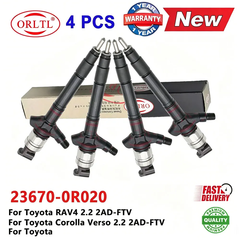 4PCS 236700R020 New Diesel Injector 23670 0R020 Fuel Injection Nozzle 23670-0R020 for Toyota RAV4 Corolla Verso 2.2 2AD-FTV